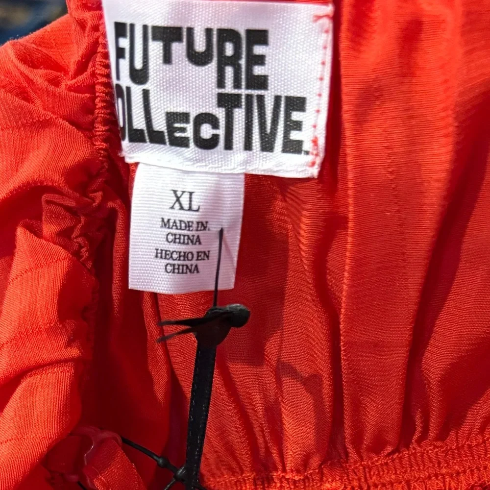 FUTURE COLLECTIVE NWT smocked drop waist ruffle mini dress -red -XL - Picture 5 of 5